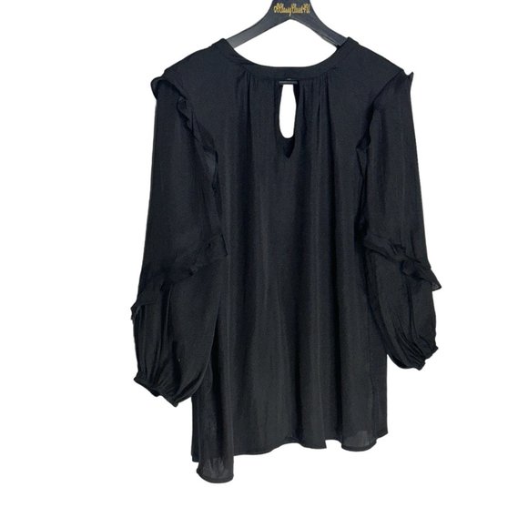 Dolan Black Ruffled Trim Keyhole Blouse S - Picture 8 of 13